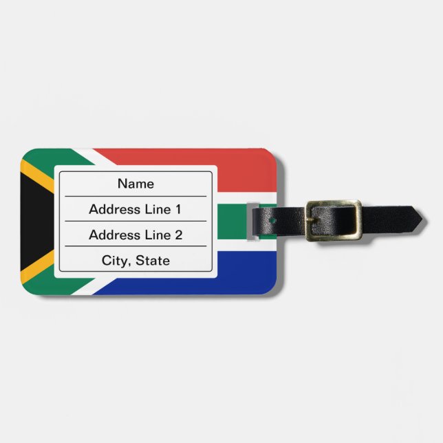Etiqueta de equipaje de bandera sudafricana (Frente Horizontal)