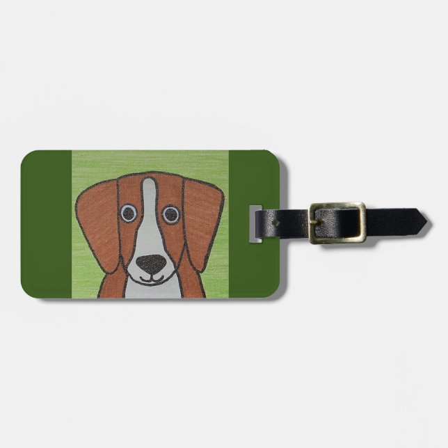 Etiqueta de equipaje de Beagle Cute (Frente Horizontal)