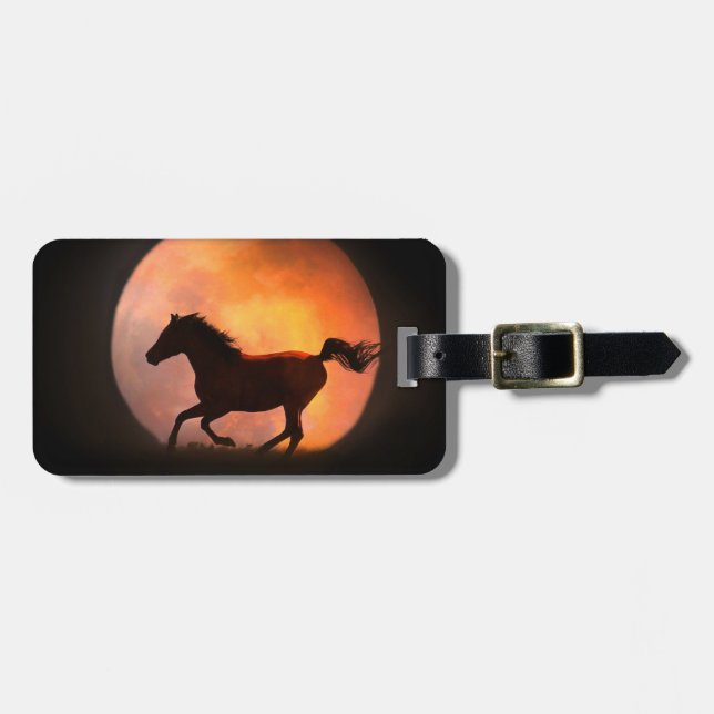 Etiqueta de equipaje de caballo y luna (Frente Horizontal)