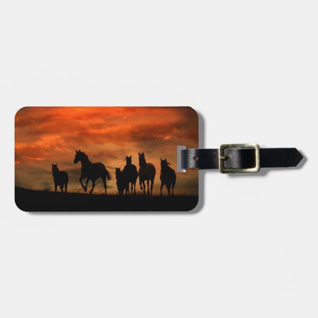 Etiqueta de equipaje de caballos salvajes (Frente Horizontal)