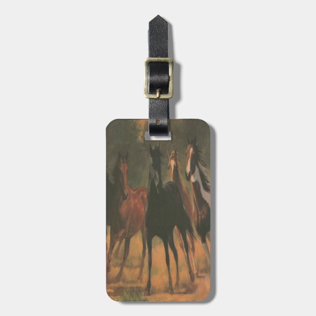 Etiqueta de equipaje de caballos salvajes personal (Frente Vertical)