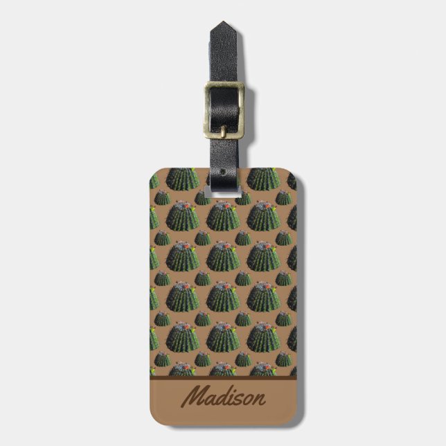Etiqueta de equipaje de Cactus - Personalización o (Frente Vertical)