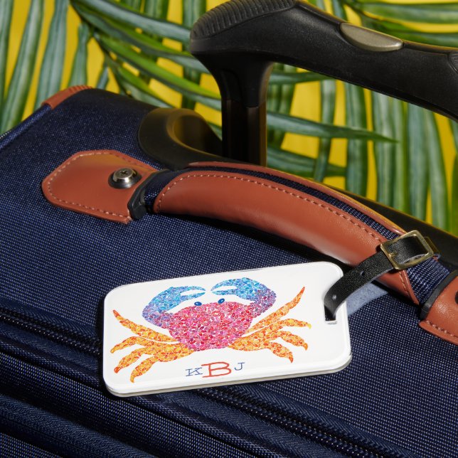 Etiqueta de equipaje de cangrejo con iniciales (Anverso In situ 3)