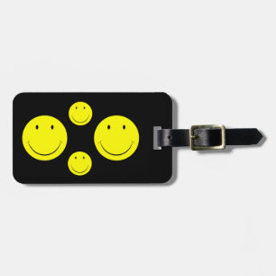 Etiqueta de equipaje de cara feliz