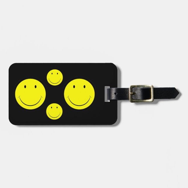 Etiqueta de equipaje de cara feliz (Frente Horizontal)