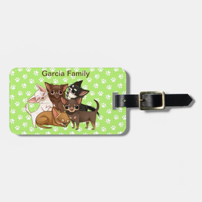 Etiqueta de equipaje de Chihuahua verde limón (Frente Horizontal)
