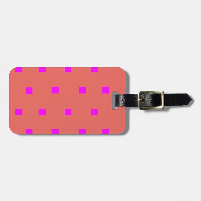 Etiqueta de equipaje de cuadrados rosa moderno (Frente Horizontal)