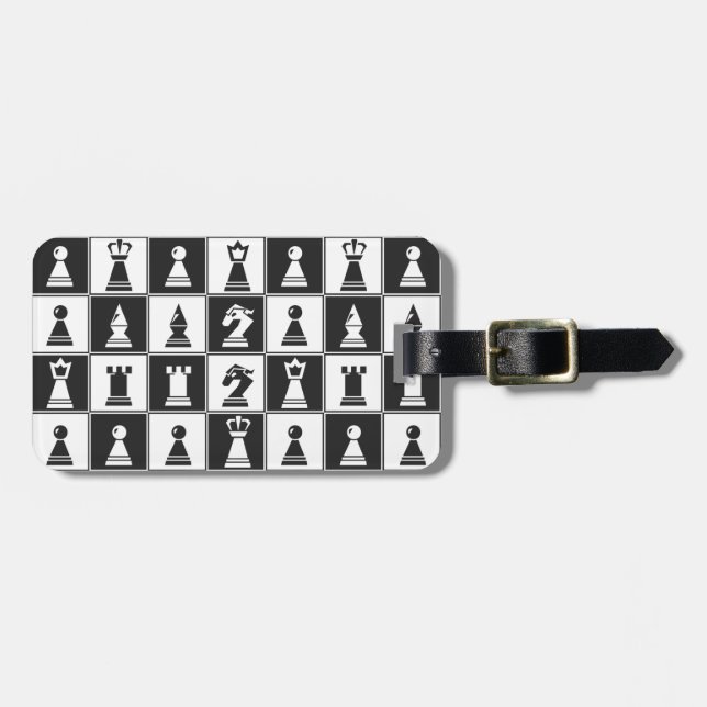 Etiqueta de equipaje de diseño de ajedrez (Frente Horizontal)