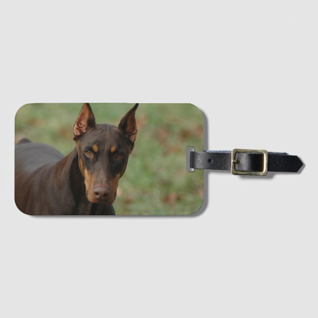 etiqueta de equipaje de doberman (Anverso horizontal)