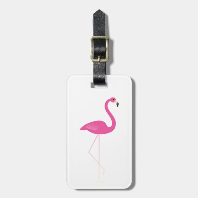 Etiqueta de equipaje de flamingo blanco (Frente Vertical)