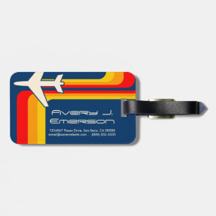 etiqueta de equipaje de franjas retro