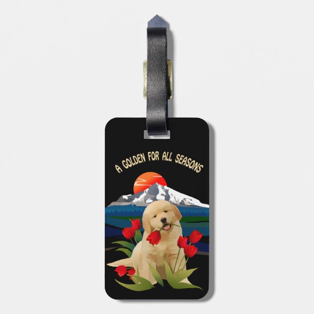 Etiqueta de equipaje de Golden Retriever (Atrás Vertical)