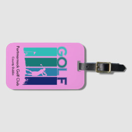 Etiqueta de equipaje de golf rosa