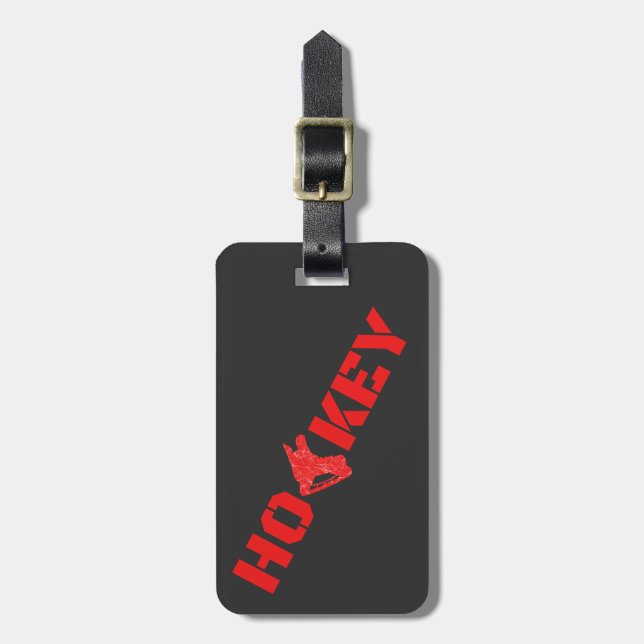 Etiqueta de equipaje de hockey - Rojo y negro (Frente Vertical)