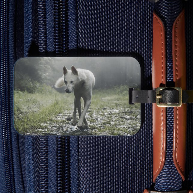 Etiqueta de equipaje de Husky Siberiano blanco (Anverso In Situ 4)
