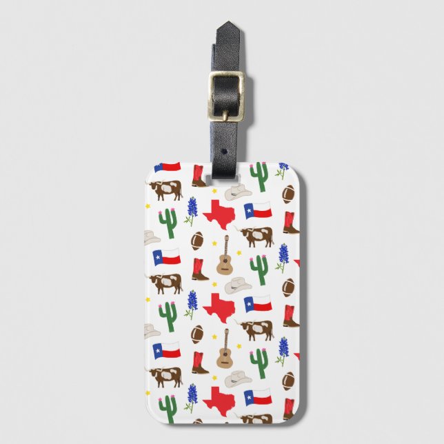 Etiqueta de equipaje de iconos de Texas (Anverso vertical)