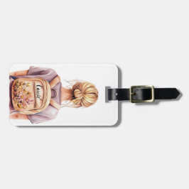 Etiqueta de equipaje de Ilustracion de mujer rubia