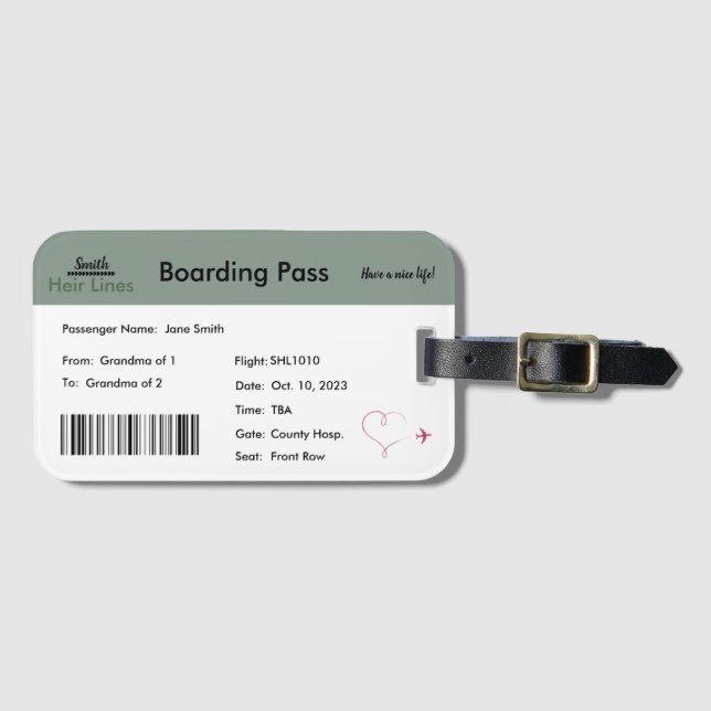 Etiqueta de equipaje de Invitación para bebé de vi (Anverso horizontal)