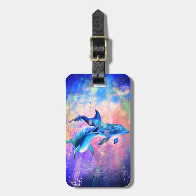 Etiqueta de equipaje de la familia Dolphin (Frente Vertical)