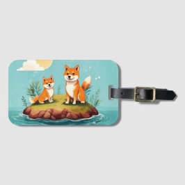 etiqueta de equipaje de la isla de shiba lindo