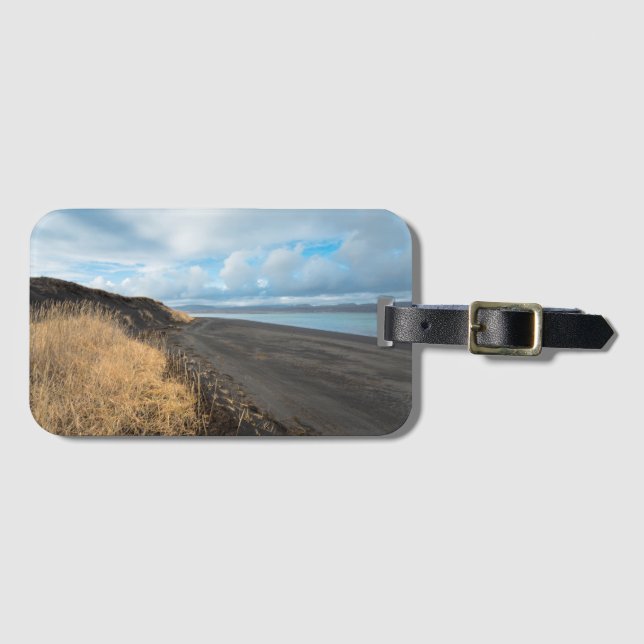 Etiqueta de equipaje de la playa negra (Anverso horizontal)