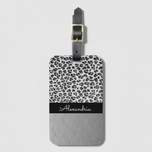 Etiqueta de equipaje de leopardo plateado Purpurin