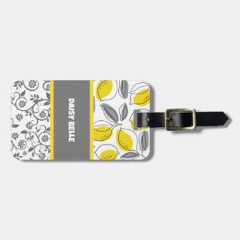 Etiqueta de equipaje de limón de cítricos amarillo