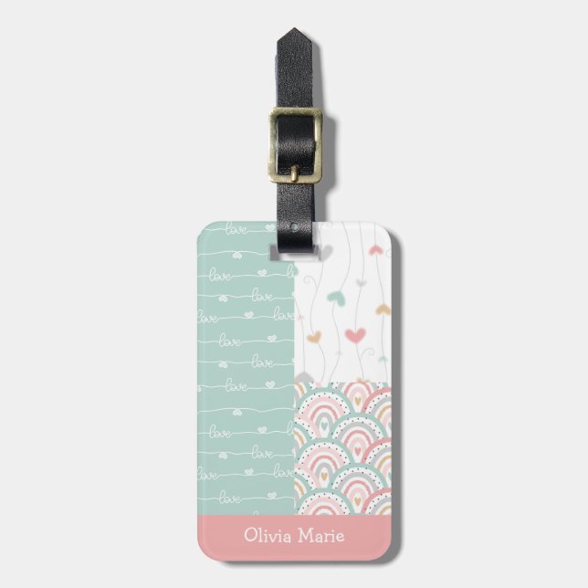 Etiqueta de equipaje de los niños con el arco iris (Frente Vertical)