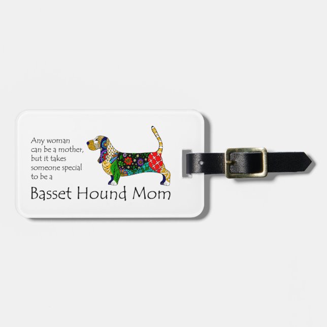 Etiqueta de equipaje de mamá de Basset (Frente Horizontal)