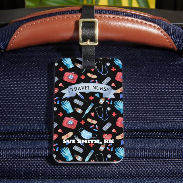 Etiqueta de equipaje de mano de un enfermero de vi (Anverso In situ 2)