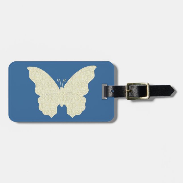 Etiqueta de equipaje de mariposa de encaje (Frente Horizontal)