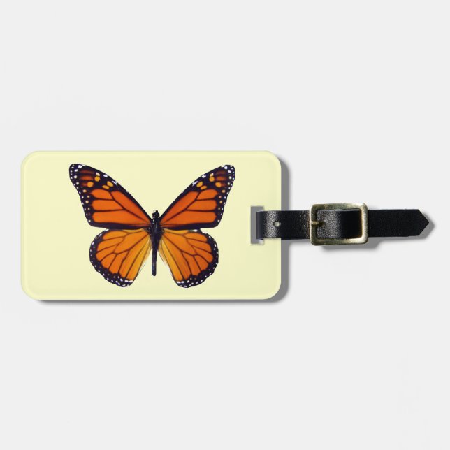 Etiqueta de equipaje de mariposa naranja (Frente Horizontal)