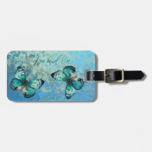 Etiqueta de equipaje de mariposa romántica