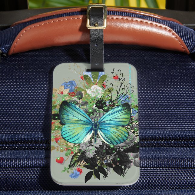 Etiqueta de equipaje de mariposa social (Subido por el creador)