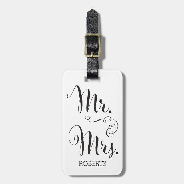 Etiqueta de equipaje de Mr & Mrs. (Frente Vertical)
