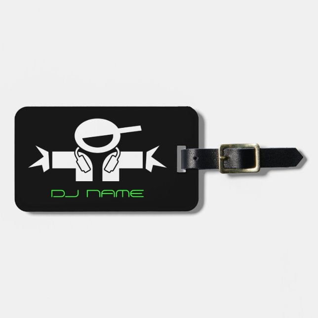 Etiqueta de equipaje de nombre de DJ personalizado (Frente Horizontal)