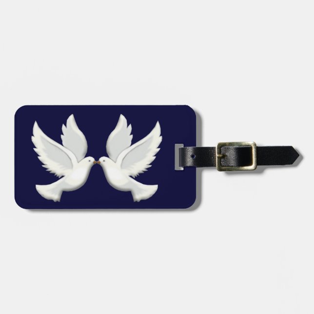 Etiqueta de equipaje de palomas de personalizado (Frente Horizontal)
