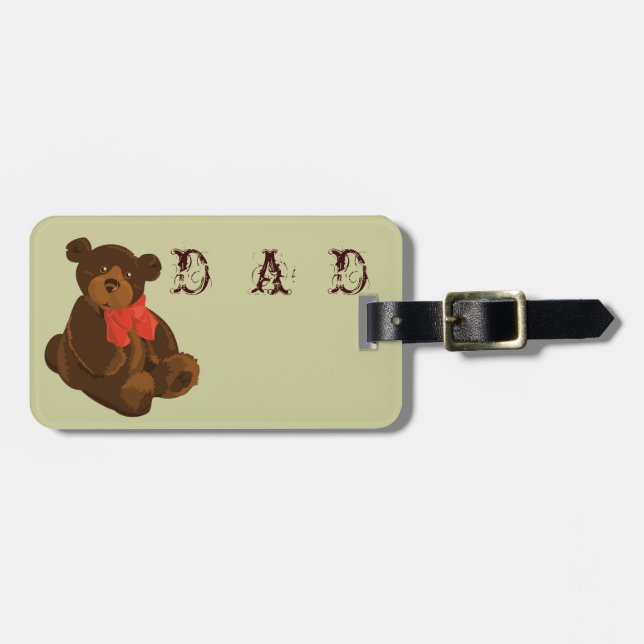 Etiqueta de equipaje de papá de oso suave (Frente Horizontal)