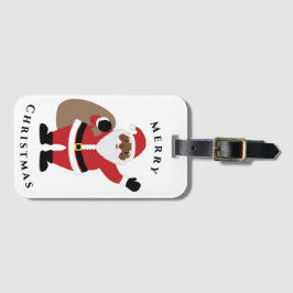 Etiqueta de equipaje de Papá Noel afroamericano