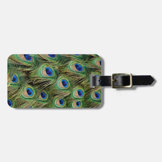 Etiqueta de equipaje de pavo real (Frente Horizontal)