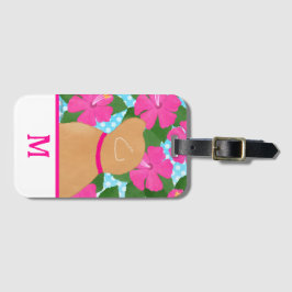 Etiqueta de equipaje de perro amarillo de la isla 