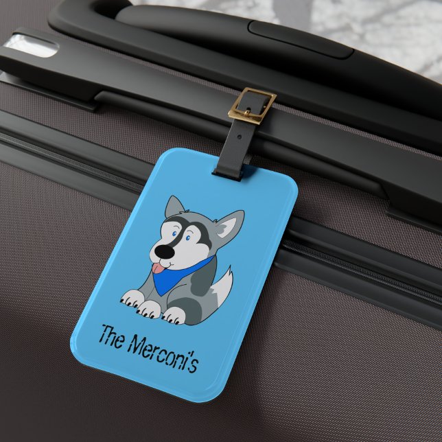 Etiqueta de equipaje de Personalizable Husky Siber (Siberian Husky Customized Double Sided Luggage Tag)