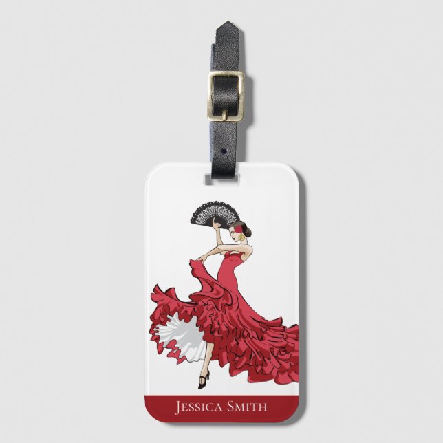 Etiqueta de equipaje de personalizado Flamenco (Anverso vertical)