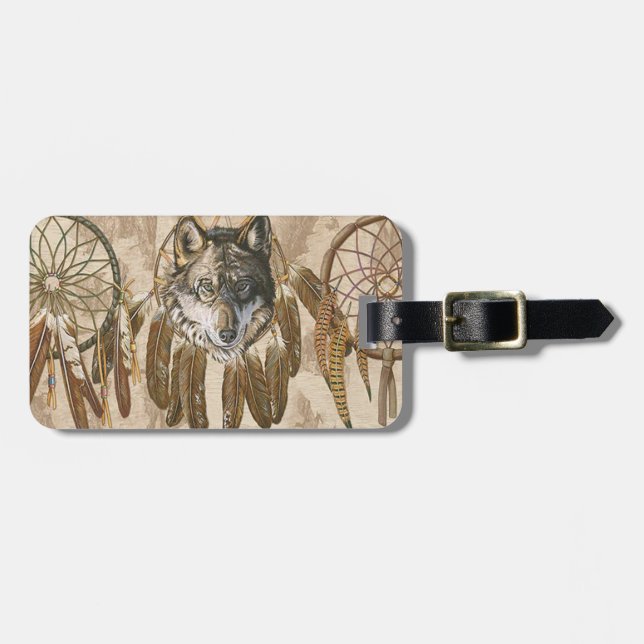 Etiqueta de equipaje de personalizado Wolf (Frente Horizontal)