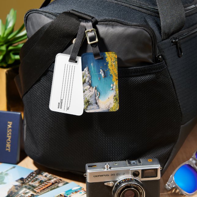 Etiqueta de equipaje de playa en Grecia (Anverso & Reverso)