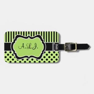 Etiqueta de equipaje de puntos de polk tira blanca