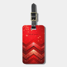 Etiqueta de equipaje de Purpurina decorativo rojo