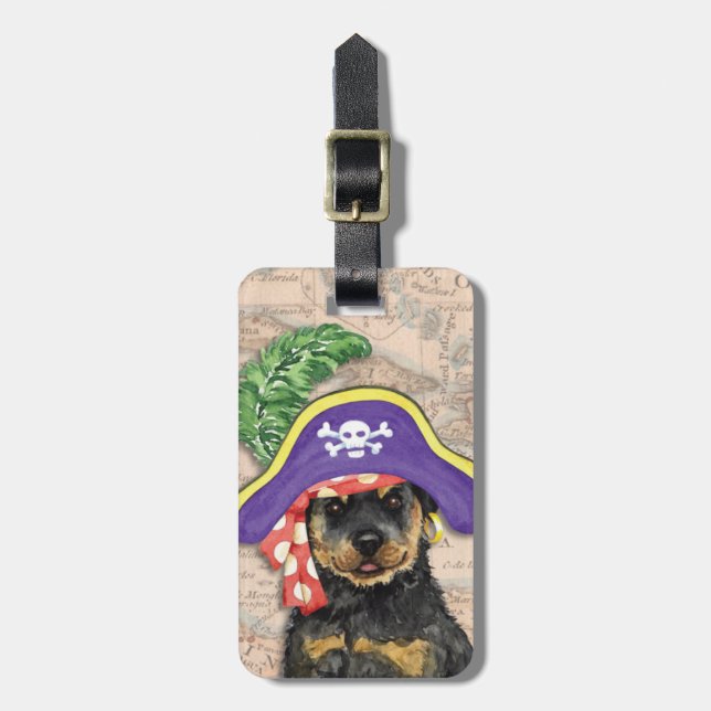 Etiqueta de equipaje de Rottweiler Pirate (Frente Vertical)