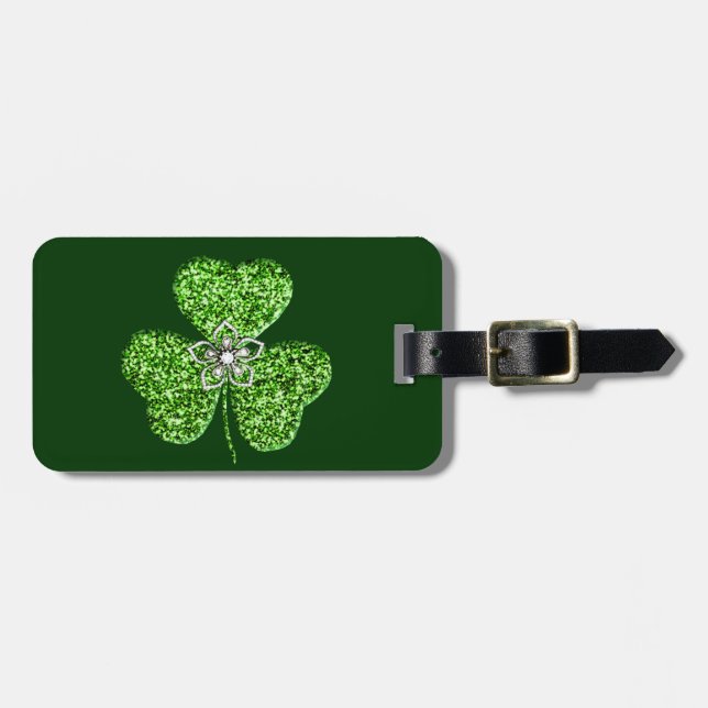 Etiqueta De Equipaje De Shamrock Y Flores purpurin (Frente Horizontal)