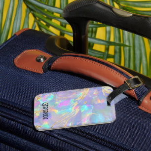 etiqueta de equipaje de textura opal